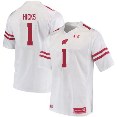 Men's Wisconsin Badgers NCAA #1 Faion Hicks White Authentic Under Armour Stitched College Football Jersey VP31H74AJ
